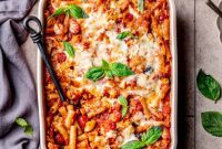 Meatless Four Cheese and Garden Vegetable Baked Ziti