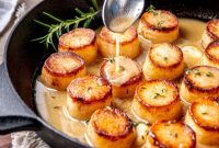 Buttery Rosemary Garlic Fondant Potatoes with Crème Fraîche