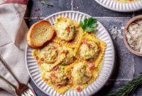 Golden Brown Butter Ravioli with Savory Mushroom Prosciutto