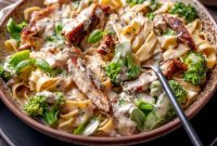 Smoky Cajun Chicken Alfredo with Fresh Broccoli Fettuccine