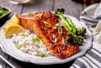 Bourbon Brown Sugar Glazed Baked Salmon