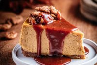 Spiced Pumpkin Mascarpone Cheesecake with Candied Cinnamon Pecans