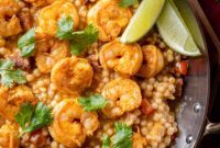 Annatto-Infused Shrimp with Fragrant Couscous