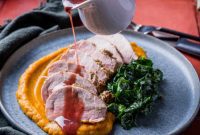 Woodsy Herb-Crusted Pork Tenderloin with Juniper-Berry Red Wine Reduction