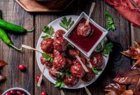 Crimson Glaze Meatballs with Serrano Zing