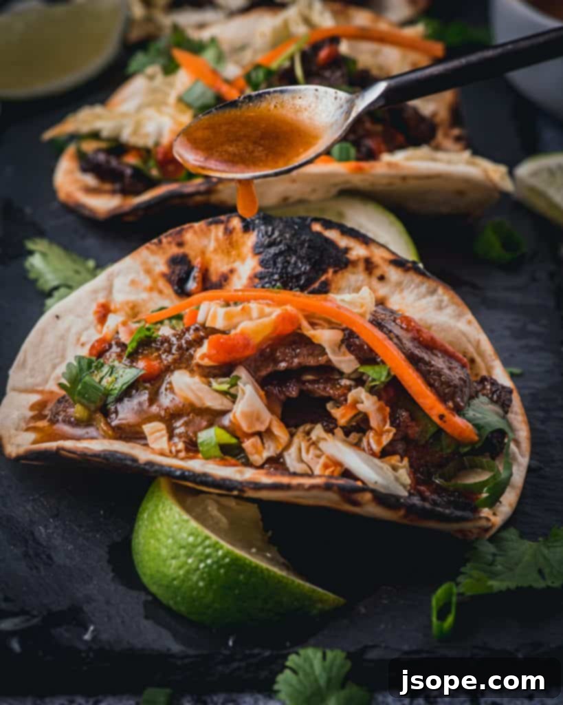 Spicy Dressing for Korean Short Rib Tacos - A vibrant sauce with lime and Sriracha