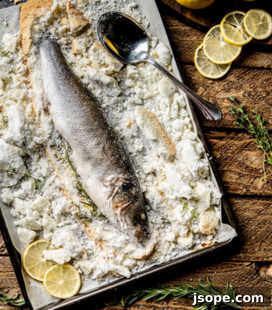 Salt Baked whole Branzino fish