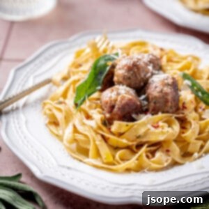 Veal Saltimbocca Meatballs with Brown Butter Sage Sauce