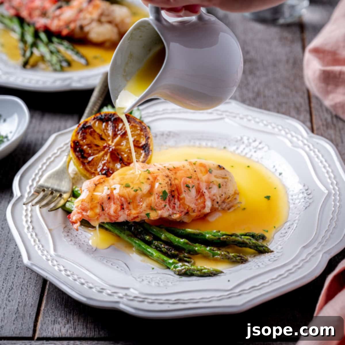 Garlic Butter Herb Sous Vide Lobster with Lemon Beurre Blanc