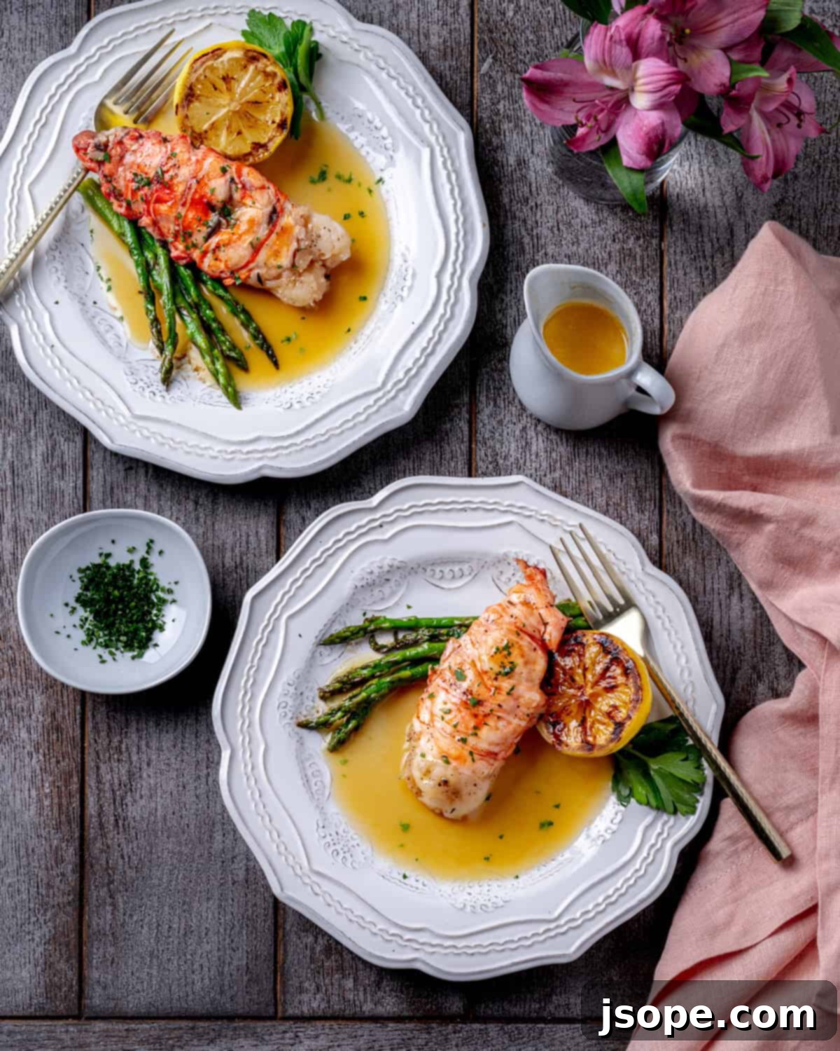 Garlic Butter Herb Sous Vide Lobster with Lemon Beurre Blanc
