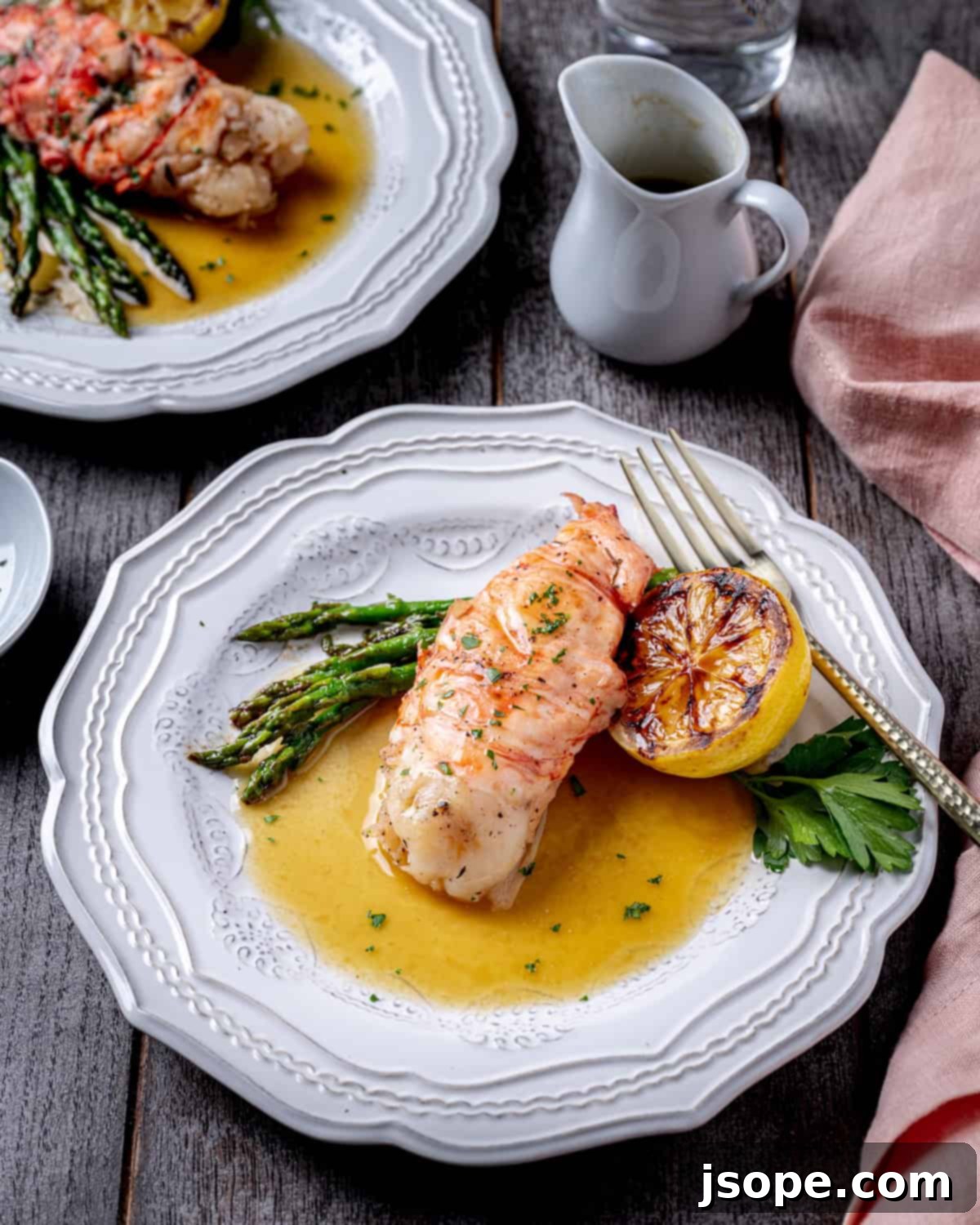 Garlic Butter Herb Sous Vide Lobster with Lemon Beurre Blanc