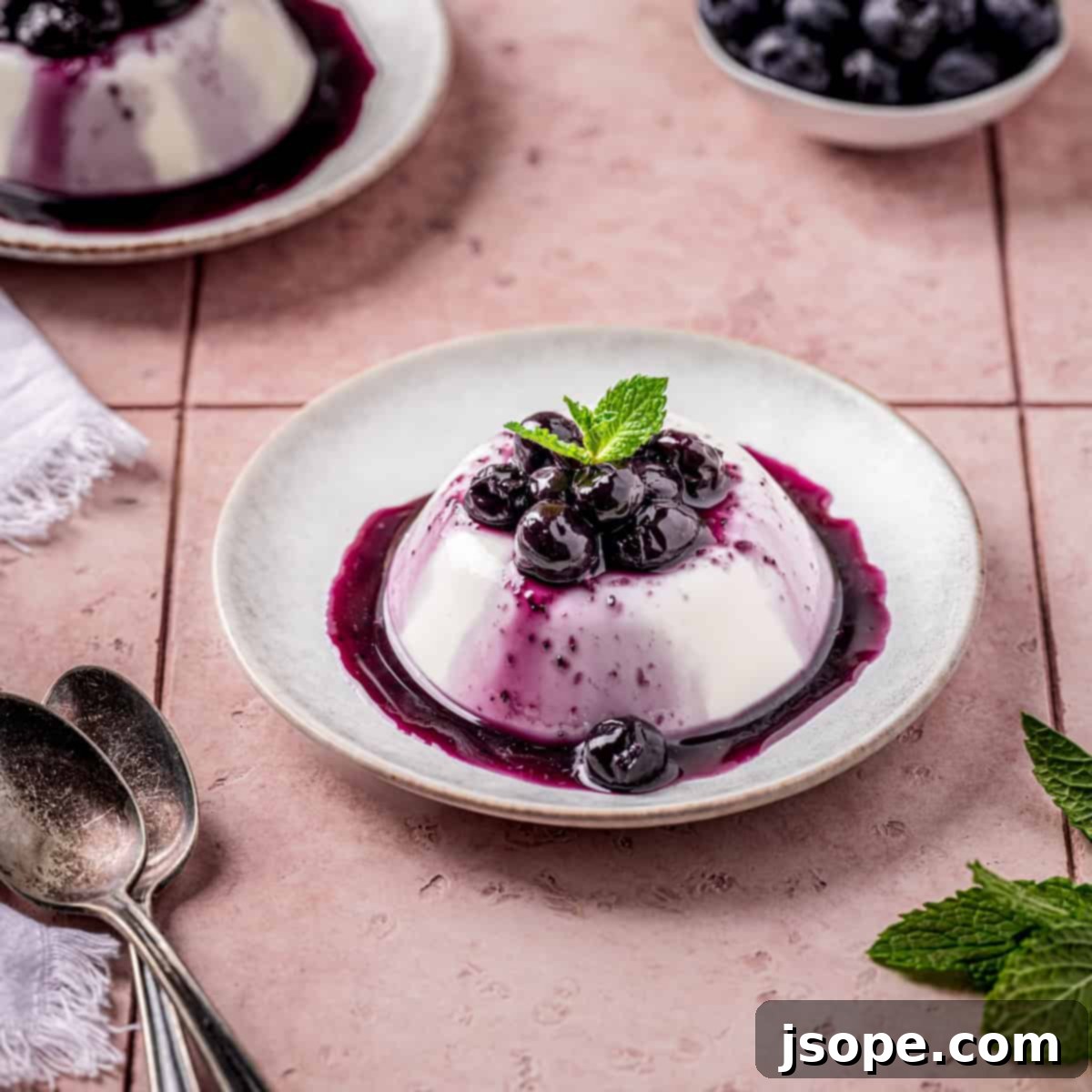Silky Vanilla Panna Cotta with Fresh Blueberry Compote