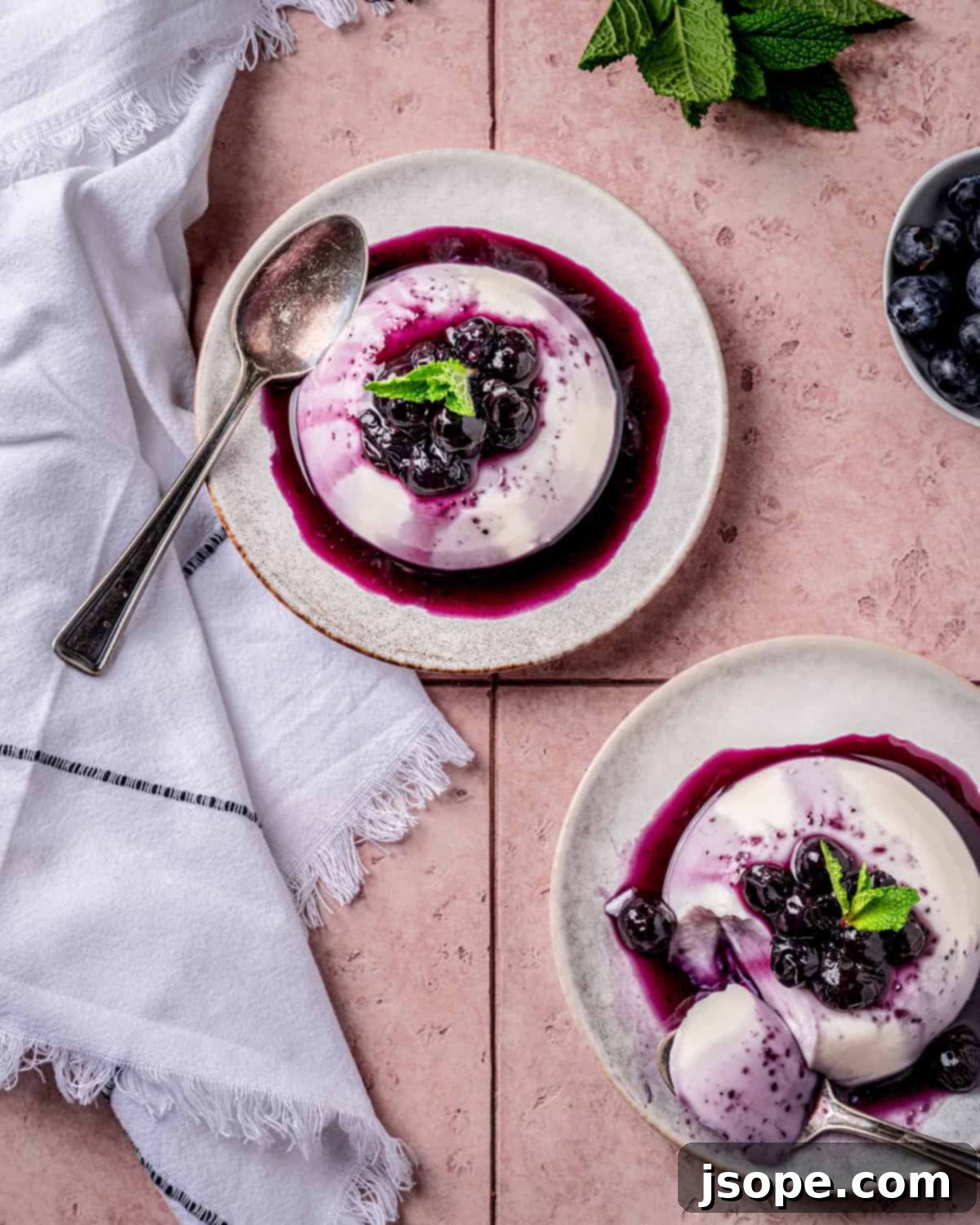 Preparing Vanilla Bean Panna Cotta with Blueberry Compote