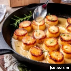 Garlic Rosemary Fondant Potatoes with Crème Fraîche
