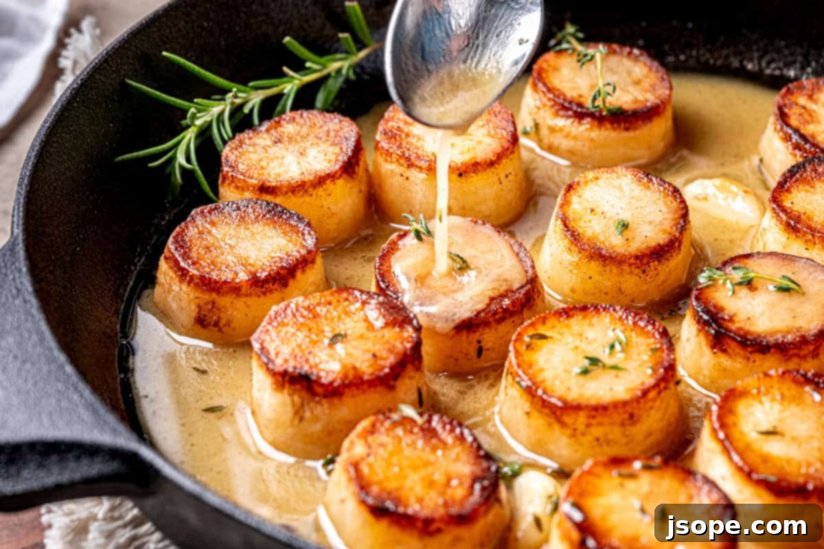 Garlic Rosemary Fondant Potatoes with Creme Fraiche - Ready to serve