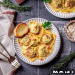 Golden Brown Butter Ravioli with Savory Mushroom Prosciutto 8 Mushroom Prosciutto Ravioli with Garlic Rosemary Brown Butter