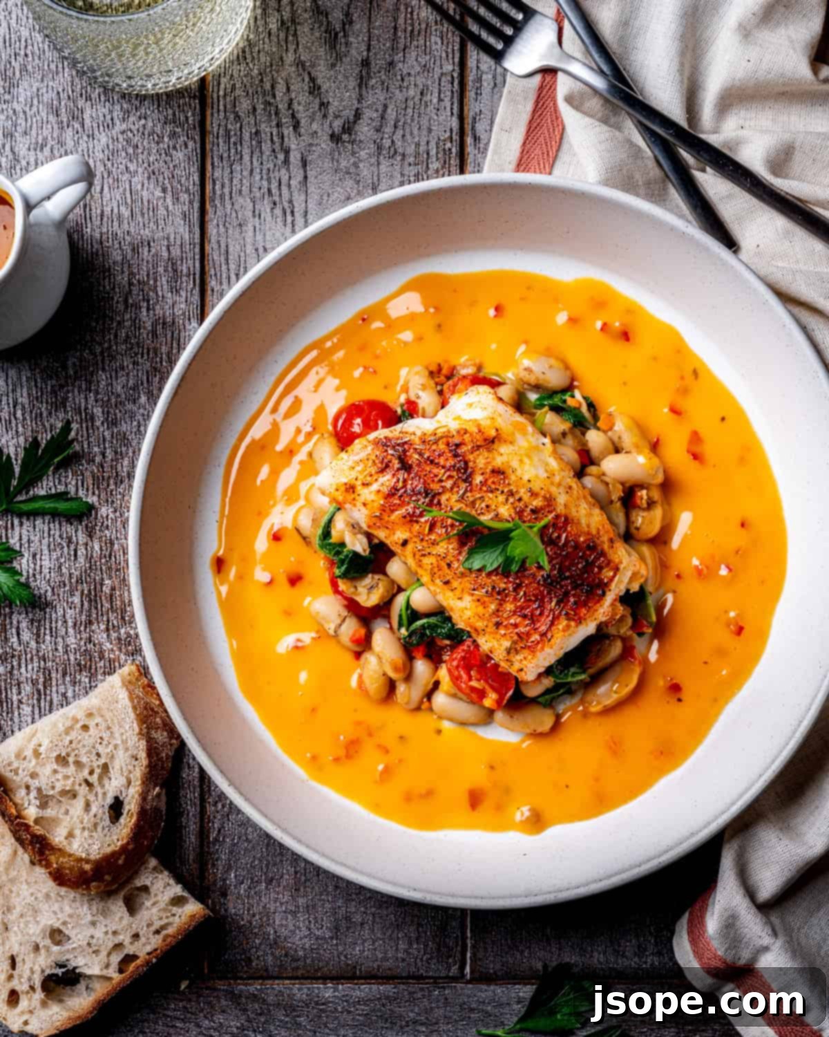 Oven Roasted Cod with Calabrian Chili Butter Sauce