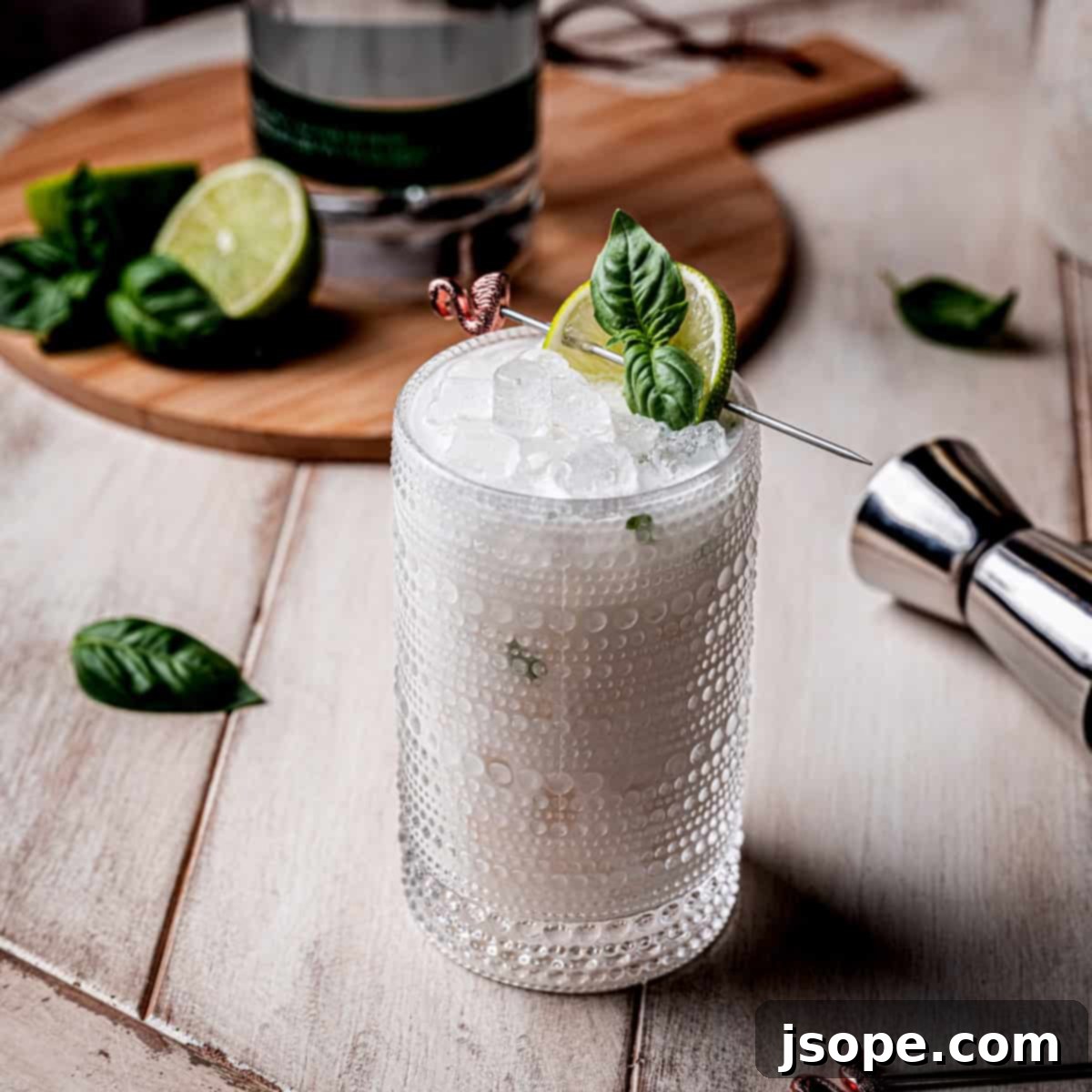 Shimmy Shimmy Coconut Basil Lime Gin Cocktail - A refreshing tropical gin drink