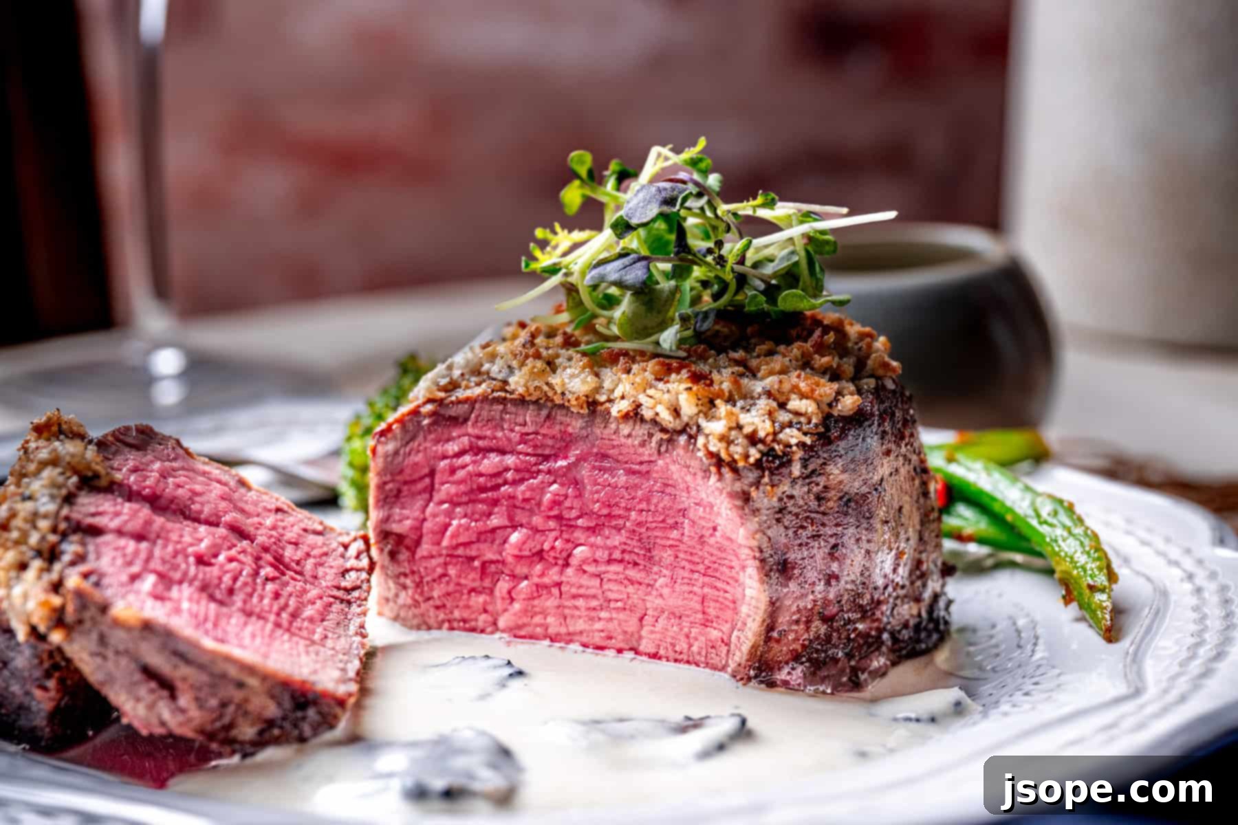 Parmesan Crusted Filet Mignon with Truffle Cream Sauce