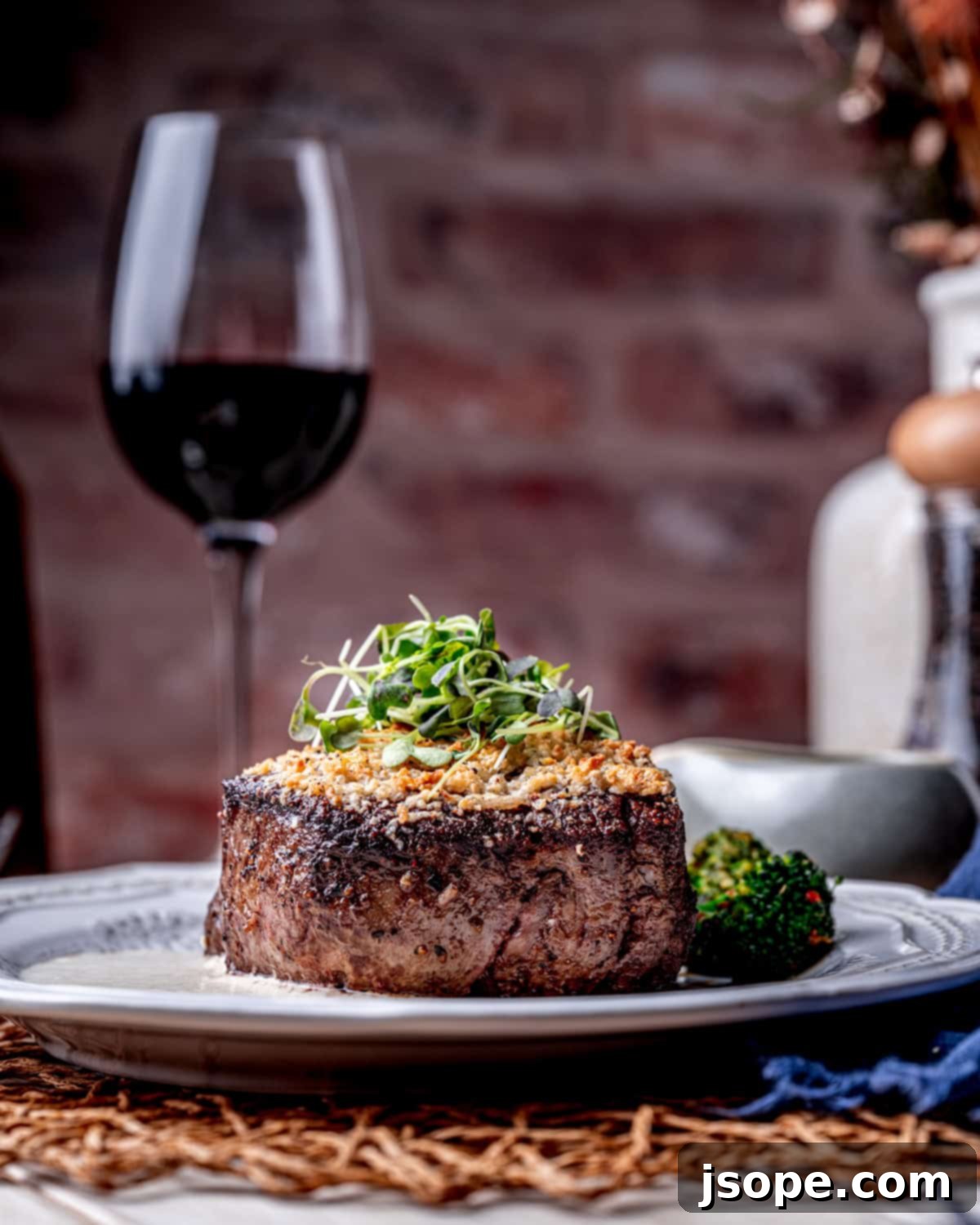 Parmesan Crusted Filet Mignon with Truffle Cream Sauce