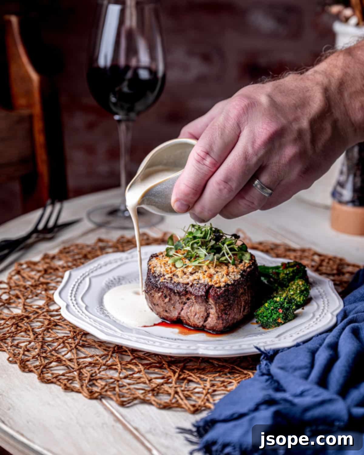 Parmesan Crusted Filet Mignon with Truffle Cream Sauce