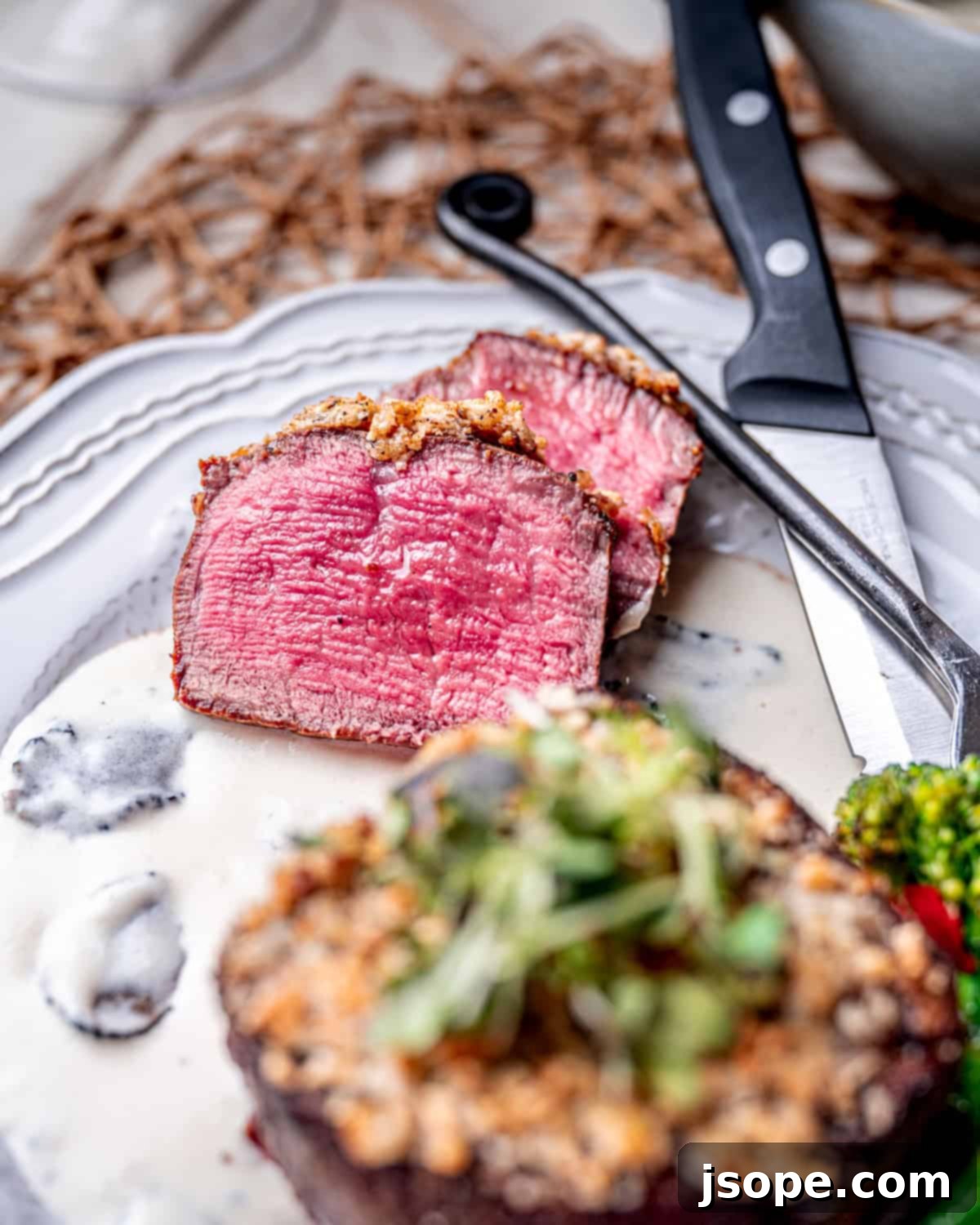 Parmesan Crusted Filet Mignon with Truffle Cream Sauce
