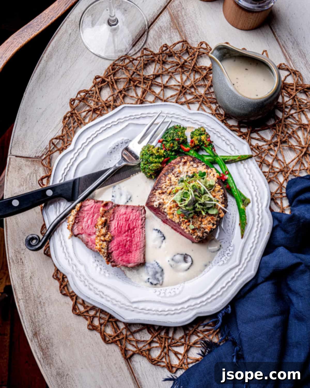 Parmesan Crusted Filet Mignon with Truffle Cream Sauce