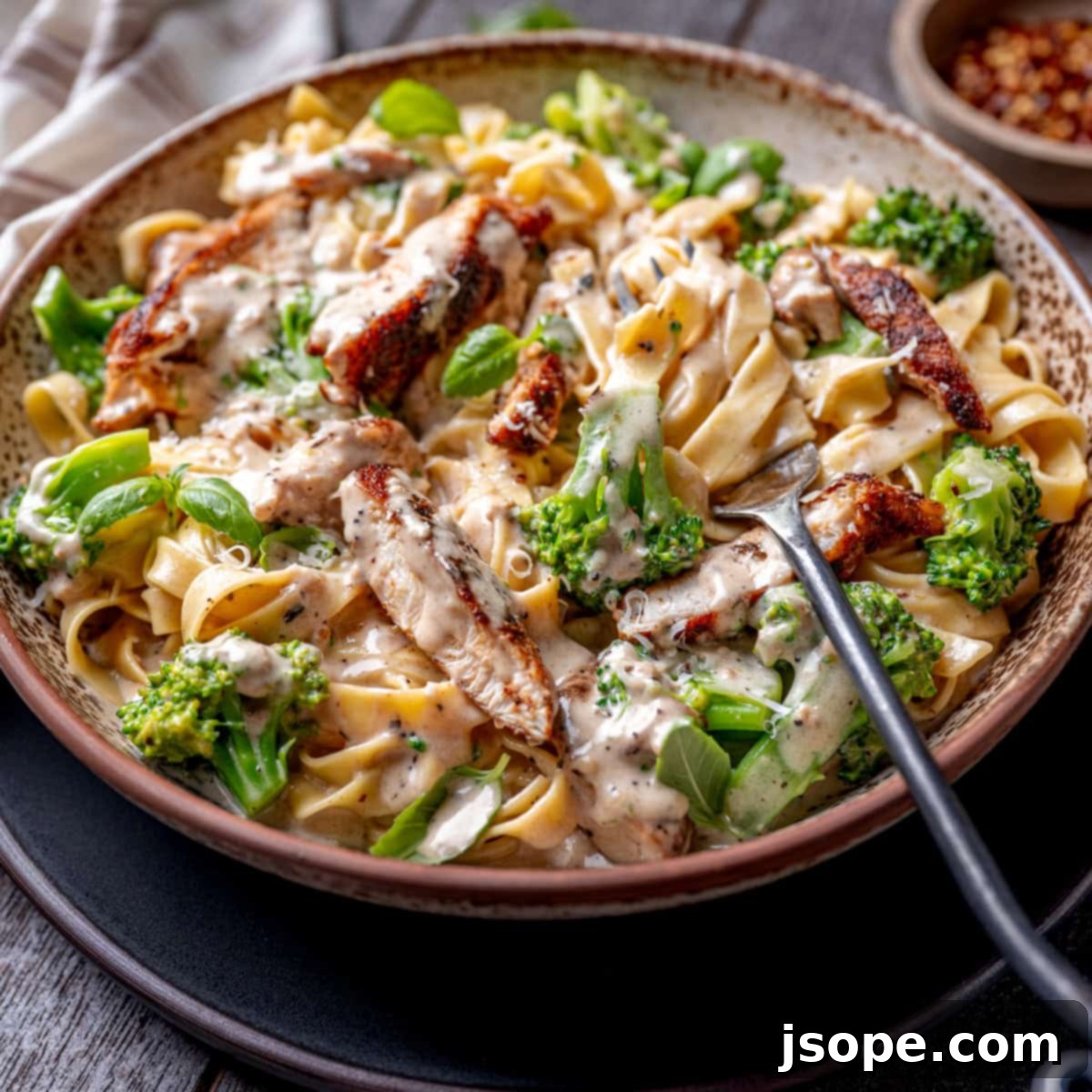 Blackened Chicken and Broccoli Fettuccine Alfredo