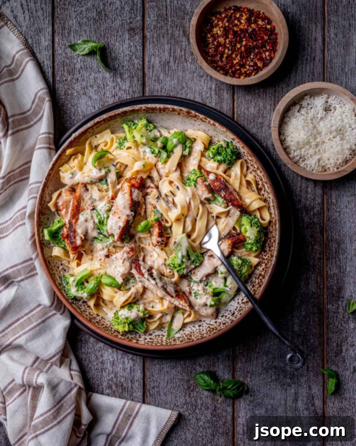 Blackened Chicken and Broccoli Fettuccine Alfredo