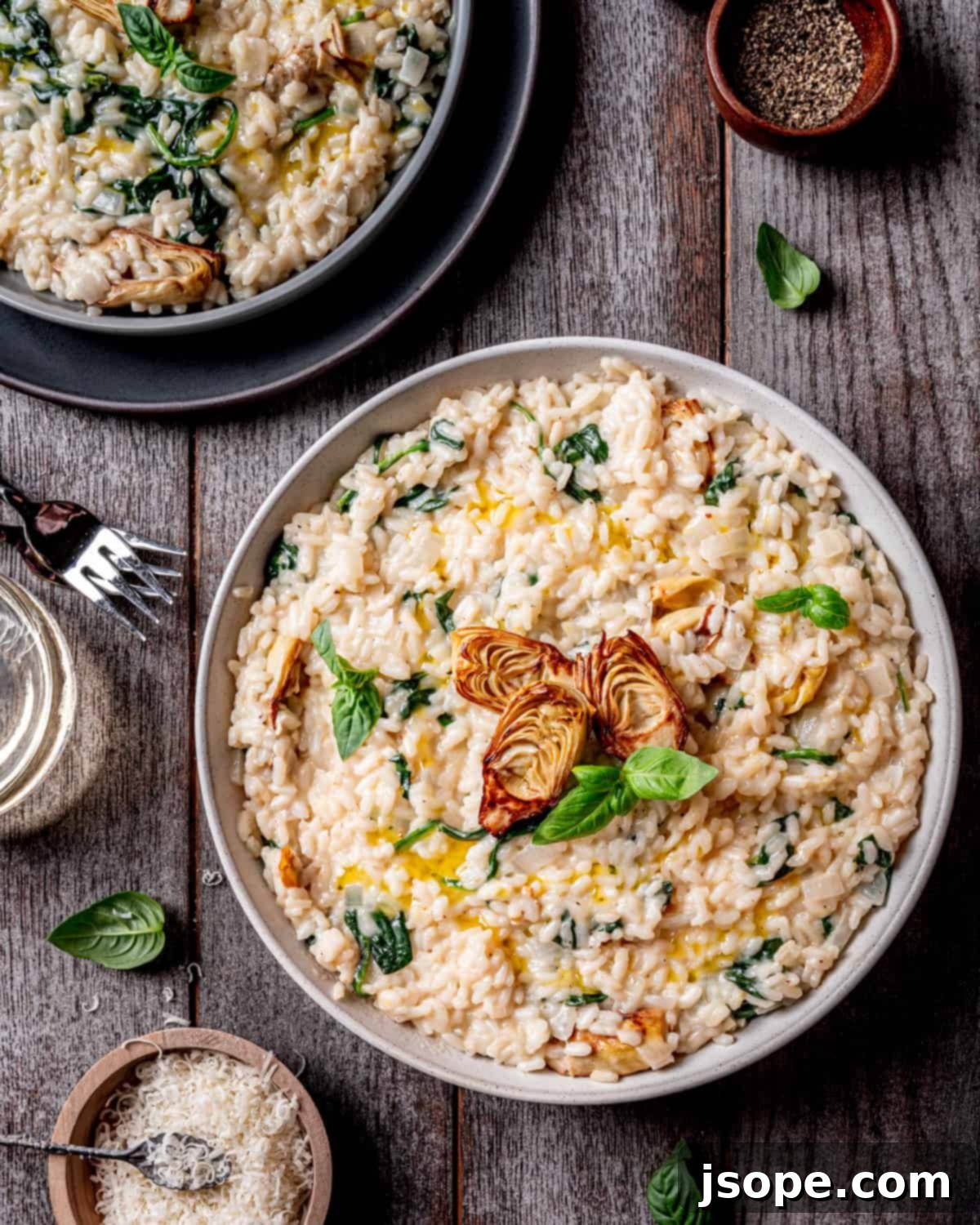 Luxurious Spinach Artichoke Risotto with Mascarpone 3 Spinach Artichoke Risotto with Creamy Mascarpone Cheese