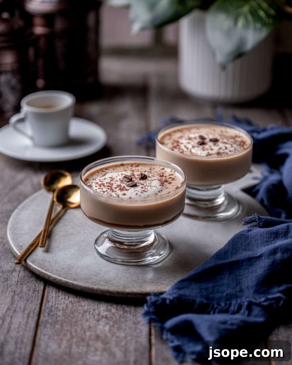 Coffee Panna Cotta ingredients ready for preparation