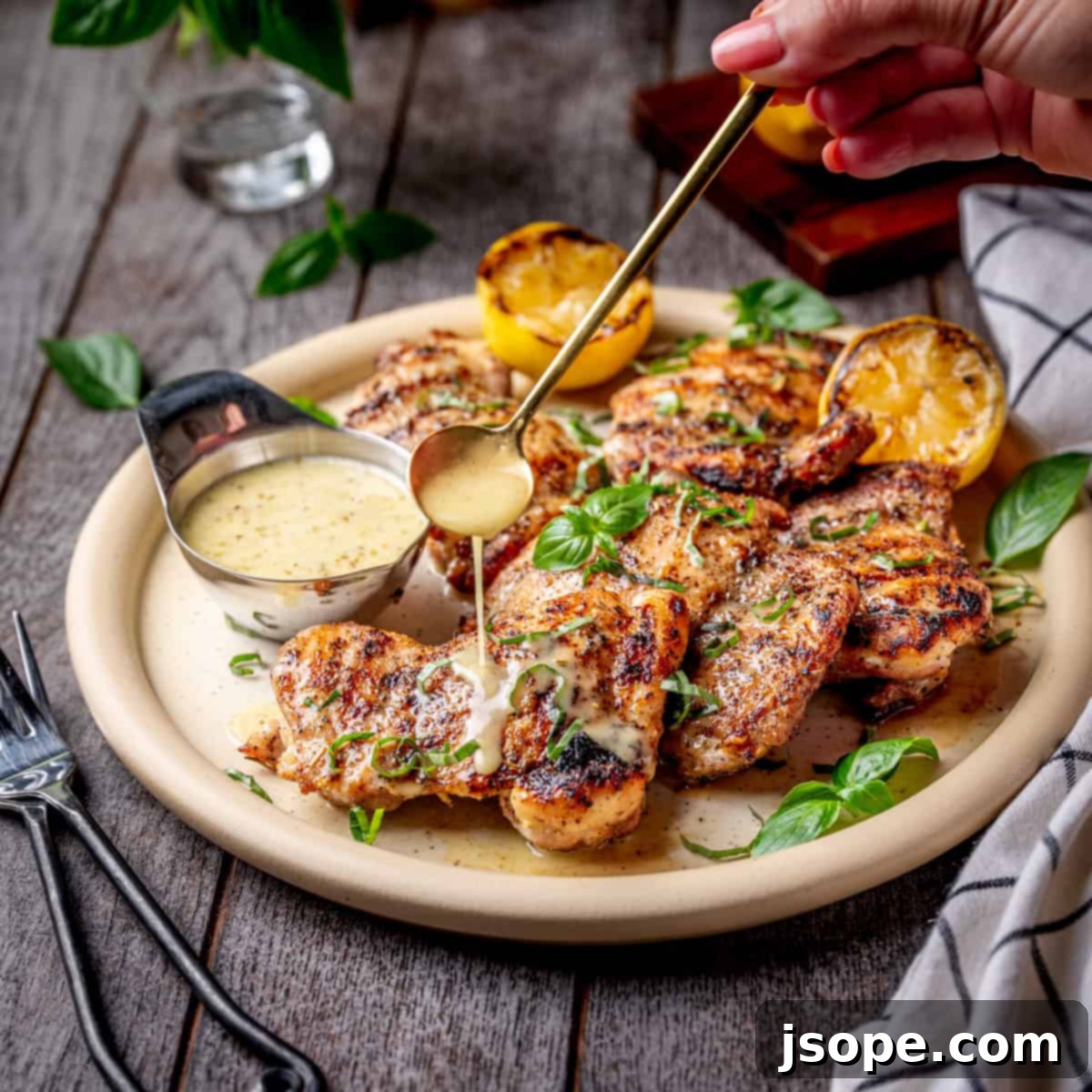 Italian Herb Grilled Chicken Thighs with lemon Vinaigrette