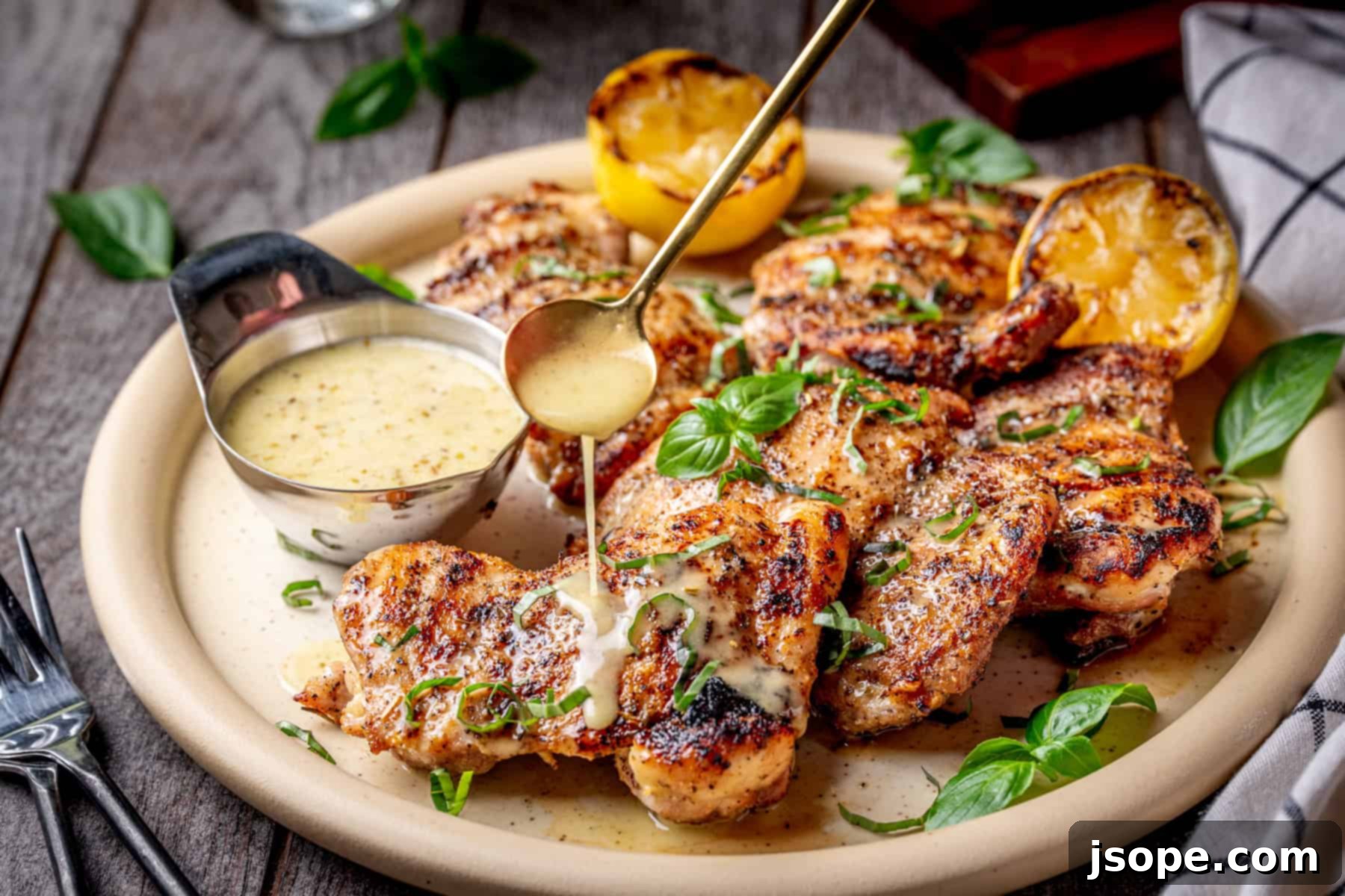 Italian Herb Grilled Chicken Thighs with lemon Vinaigrette