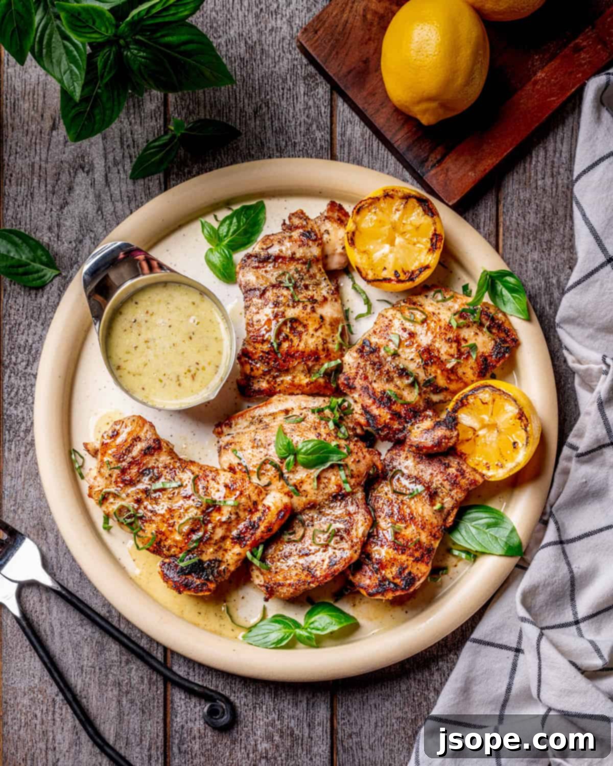 Italian Herb Grilled Chicken Thighs with lemon Vinaigrette