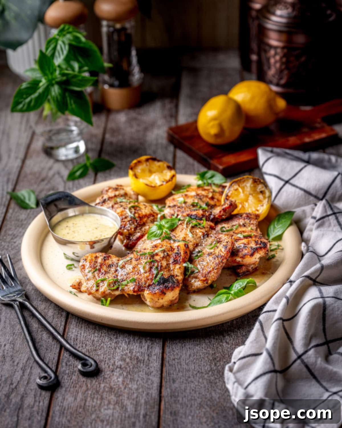 Italian Herb Grilled Chicken Thighs with lemon Vinaigrette
