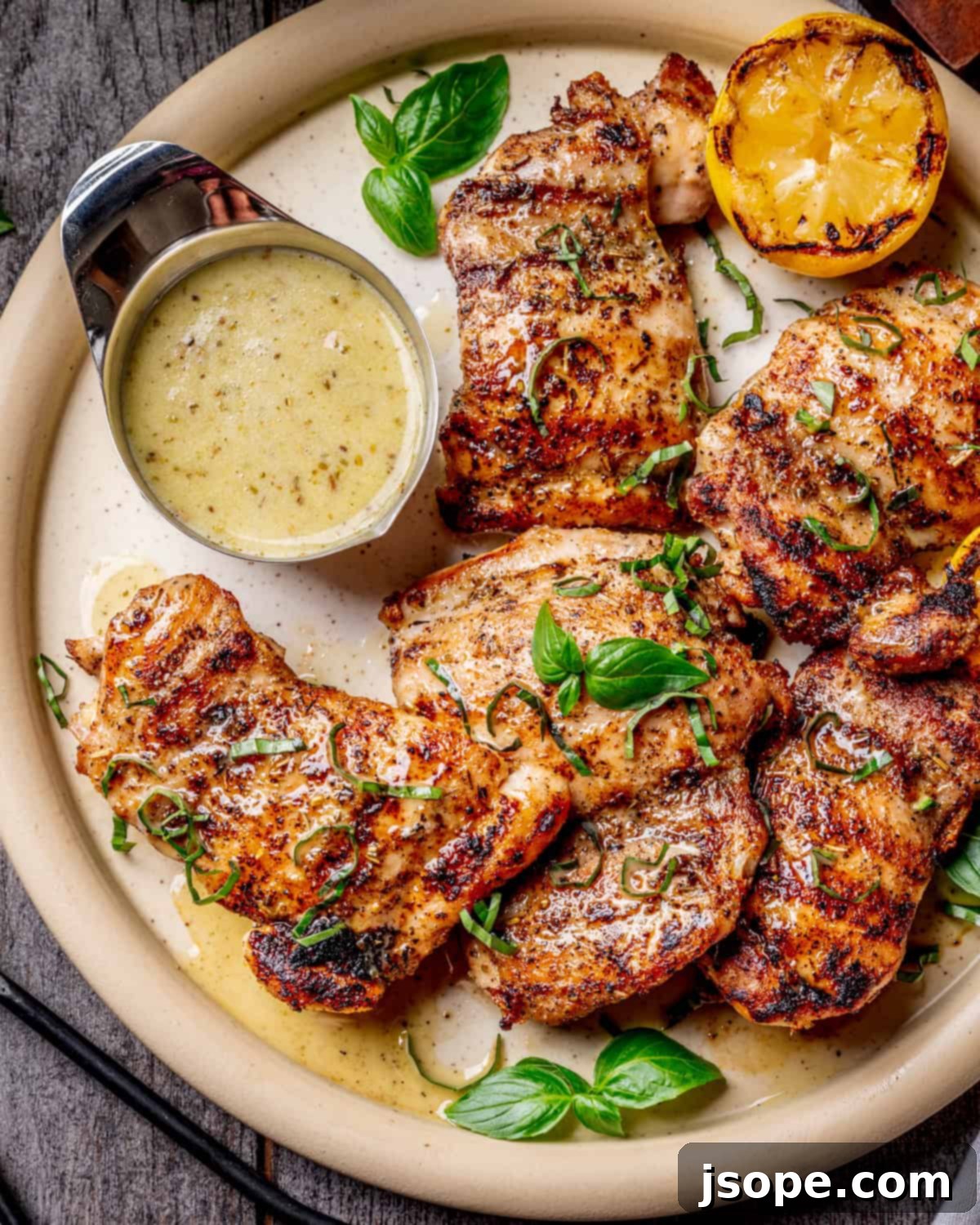 Italian Herb Grilled Chicken Thighs with lemon Vinaigrette