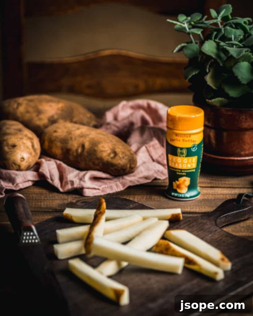 Ultimate Homemade Garlic Potato Fries 3 Russet Potatoes are the best for this homemade garlic fries recipe