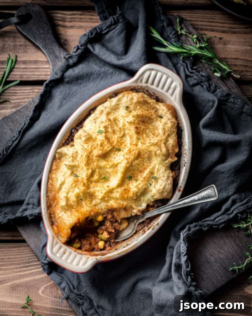 Baked Veal and Beef Shepherd's Pie, ready to serve