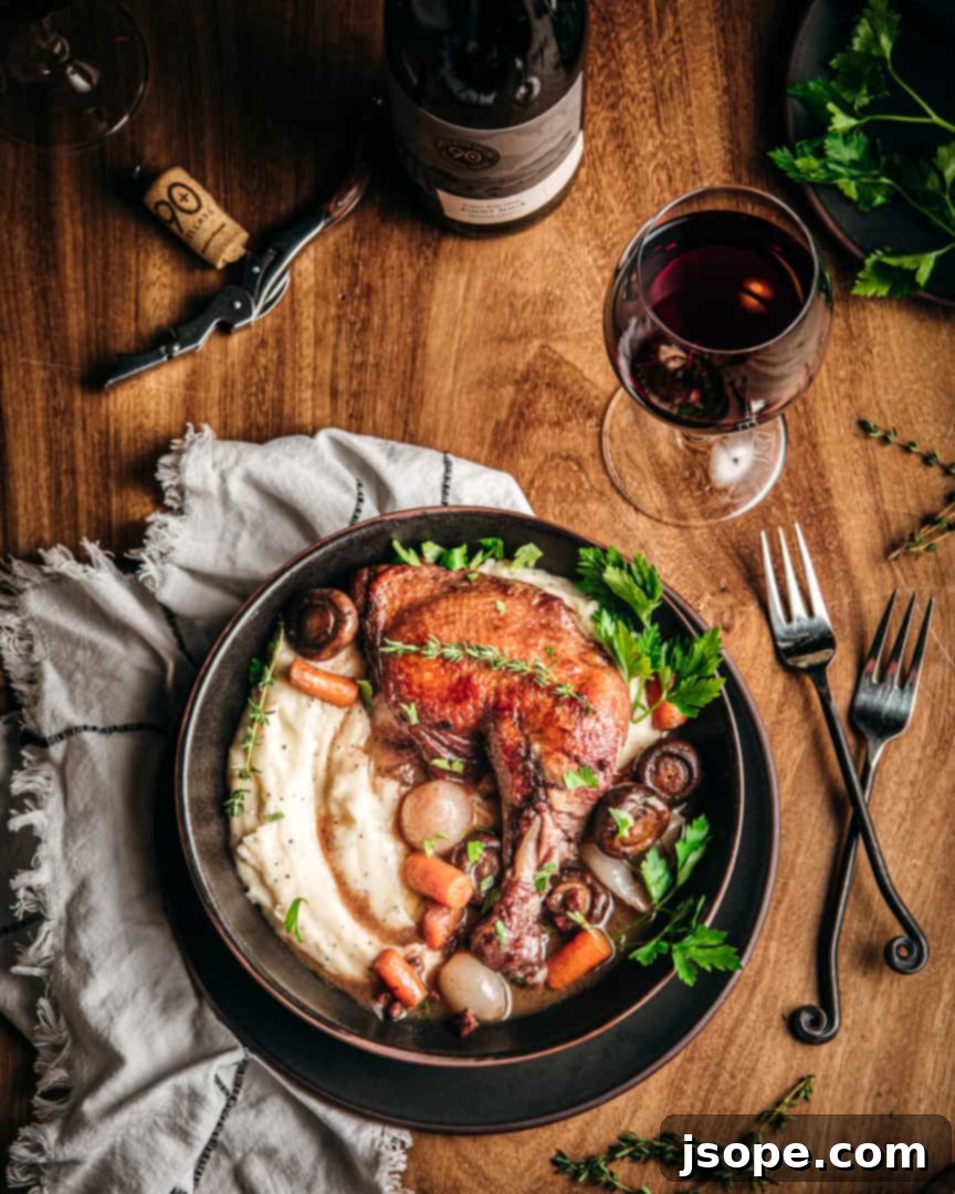 Rustic Chicken in Burgundy Wine 2 Coq au Vin with Crispy Golden Skin