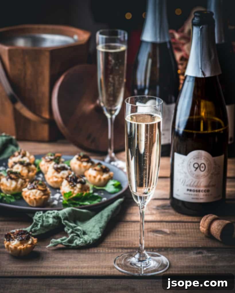 90+ Cellars Prosecco with Parmesan Risotto and Mushroom Ragù Phyllo Cup Bites