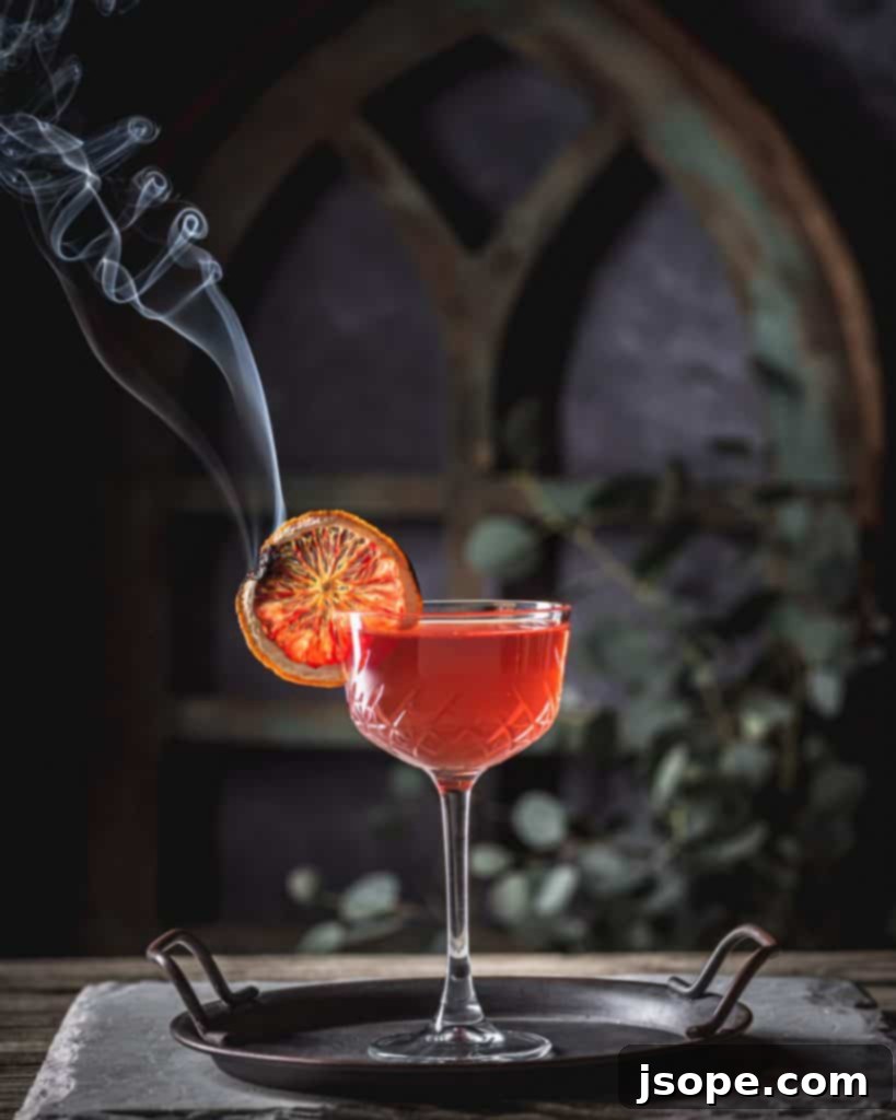 Southern Sunset Bourbon and Rye Whiskey Cocktail, garnished with orange peel and a warm glow