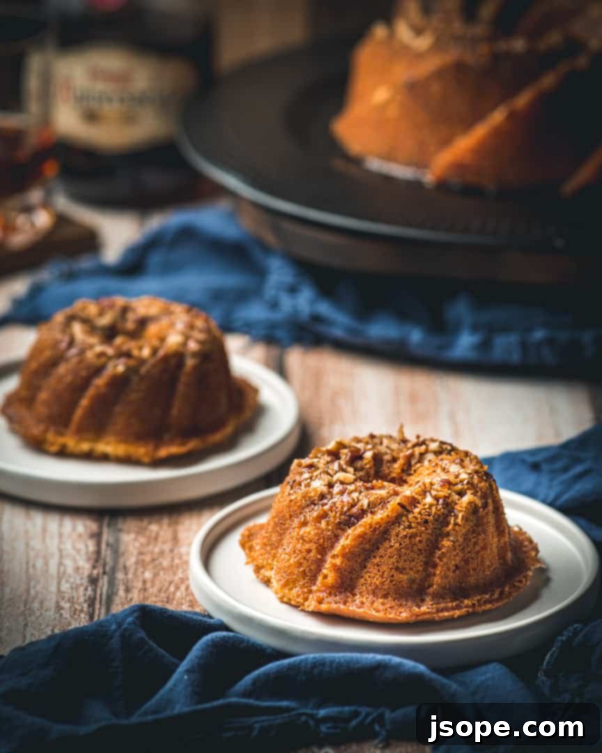 Nutty Brown Butter Pecan Rum Cake 4 Rum cake in mini bundt pans