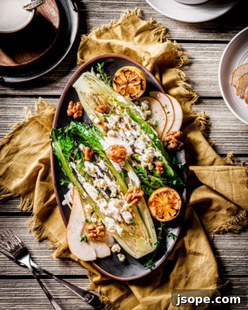 Grilled Romaine, fresh pear, and homemade blue cheese dressing go into this steakhouse salad