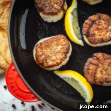A dish of perfectly seared scallops.