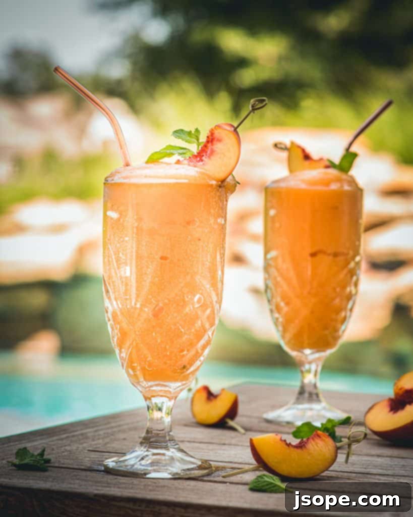 Frozen peach cocktail - Peach Elderflower Frosé