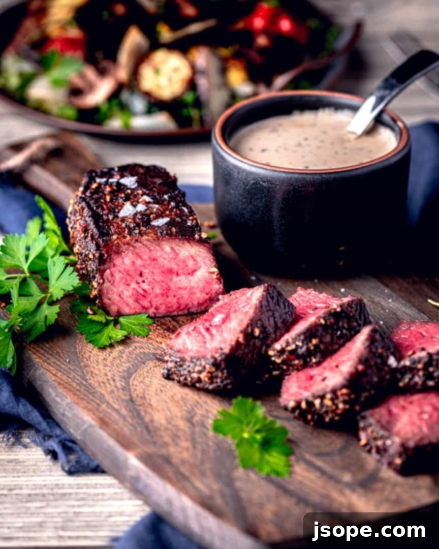 Seared Peppercorn Steak with Brandied Cream 2 Peppercorn Crusted Steak and Brand Cream Sauce