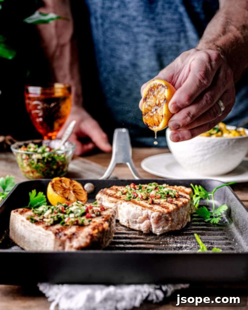 Squeeze a lemon on your Grilled Swordfish at the end