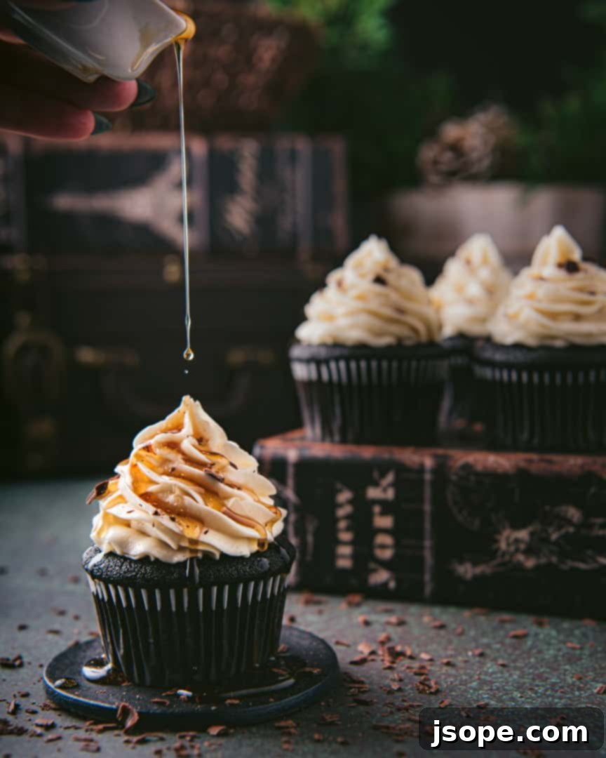Decadent Whiskey Maple Chocolate Ganache Cupcakes 3 Whiskey Maple Buttercream Chocolate Ganache Cupcakes - Baked to Perfection