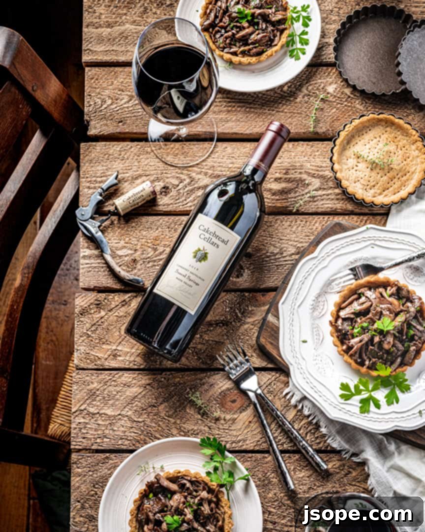 Mushroom Shallot and Mascarpone Cream Tartlets and Cakebread Cellars