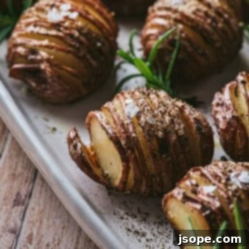 Crispy Hasselback Red Potatoes with Chive Butter in a baking dish